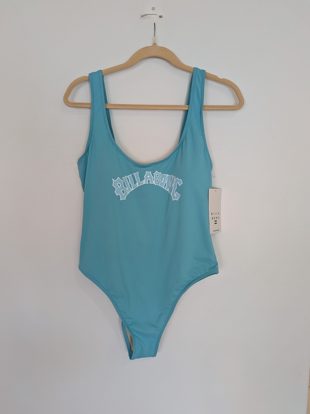 Billabong Blue Solid One Piece Swimsuit Wide Strap High Leg Lined Stretch XL - Picture 3 of 9